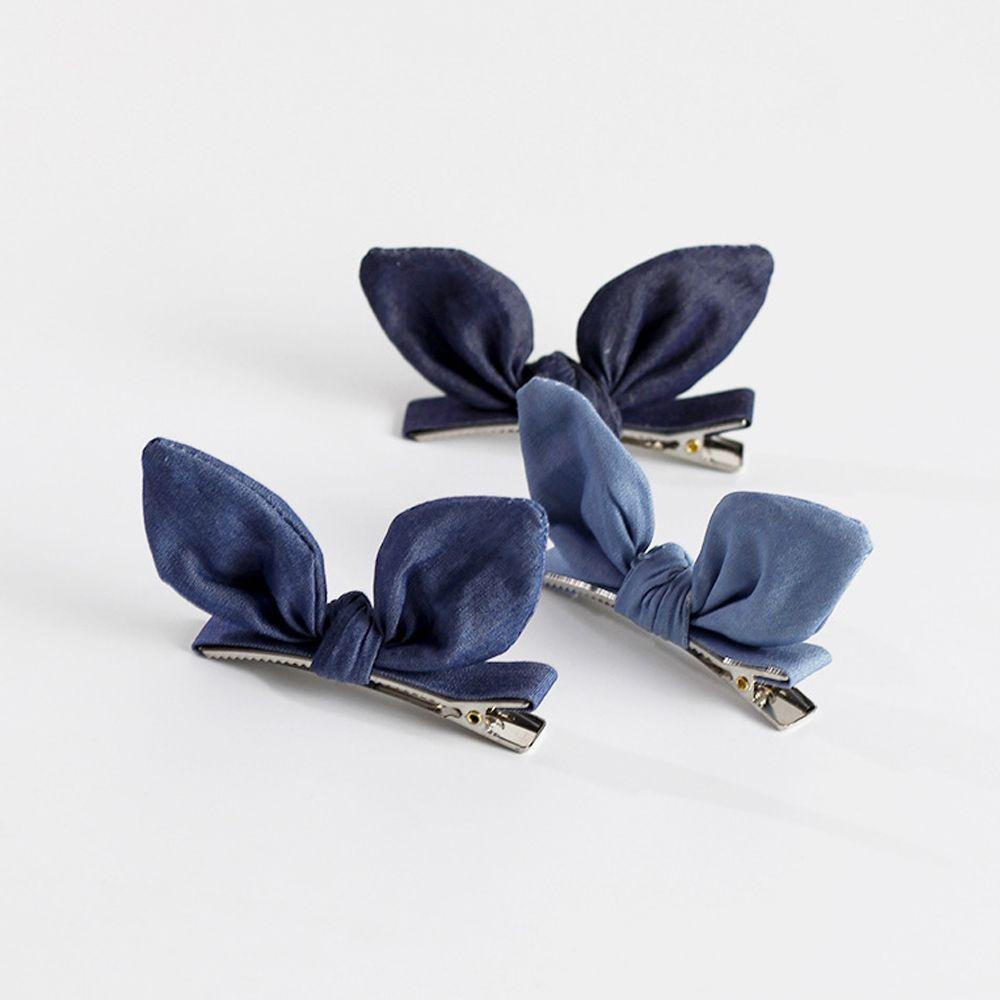 Kẹp Tóc Vải Denim Hình Tai Thỏ / Nơ Đáng Yêu Cho Bé Gái