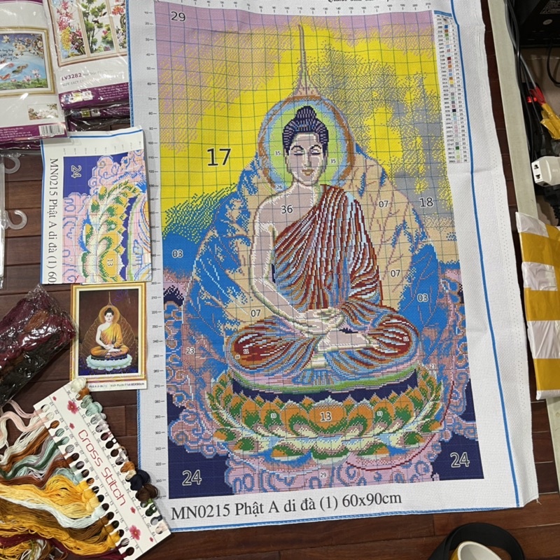 Tranh Thêu Kín Phật A Di Đà-Phật Thích Ca Mn0215