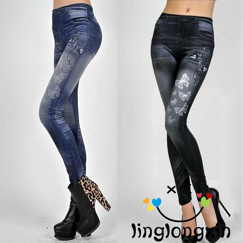 Quần legging form ôm giả jean hợp thời trang trẻ trung cho nữ