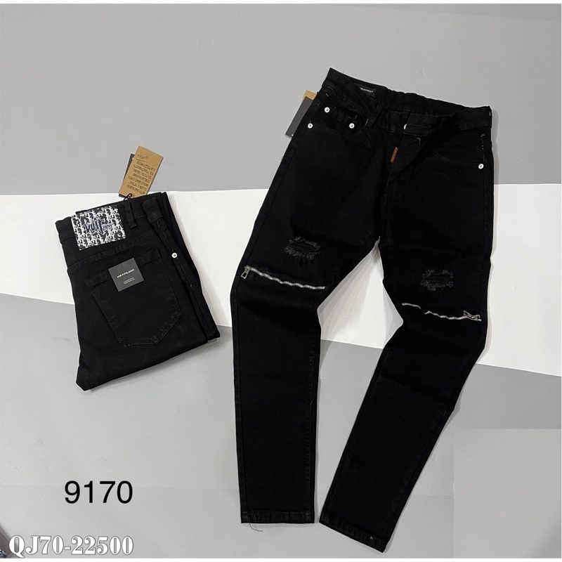 Quần Bò Đen Nam Phối Zip Khoá Gối Cao Cấp- Kèm Video - HÀNG MỚI VỀ