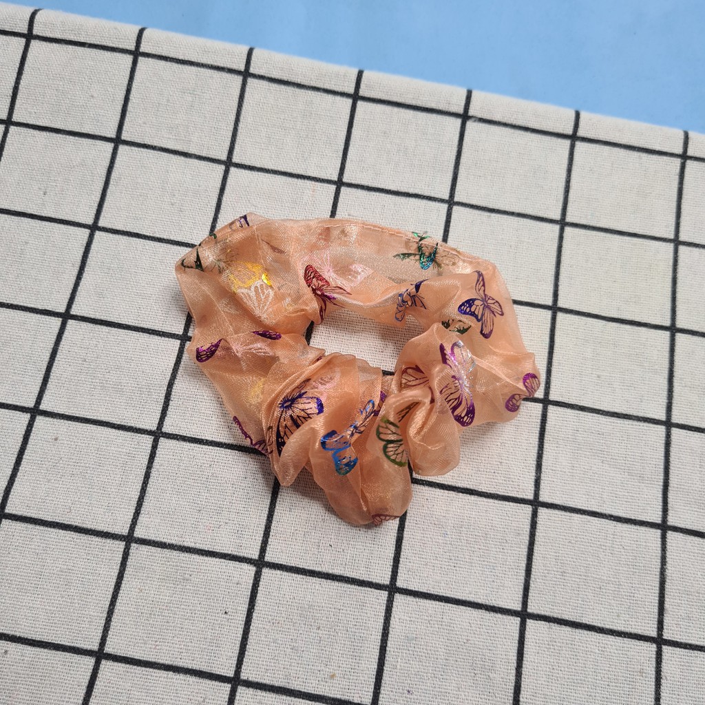 Cột tóc Vải Scrunchies Bươm Bướm