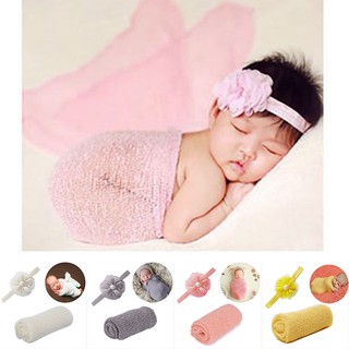 Set khăn quấn & băng đô quấn đầu chụp ảnh cho bé sơ sinh