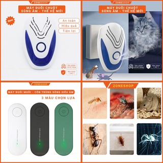 COMBO 2 Máy đuổi chuột và muỗi sóng âm ZoneHouse, thiết bị đuổi chuột, muỗi, côn trùng bằng sóng siêu âm ZONESHOP phân p