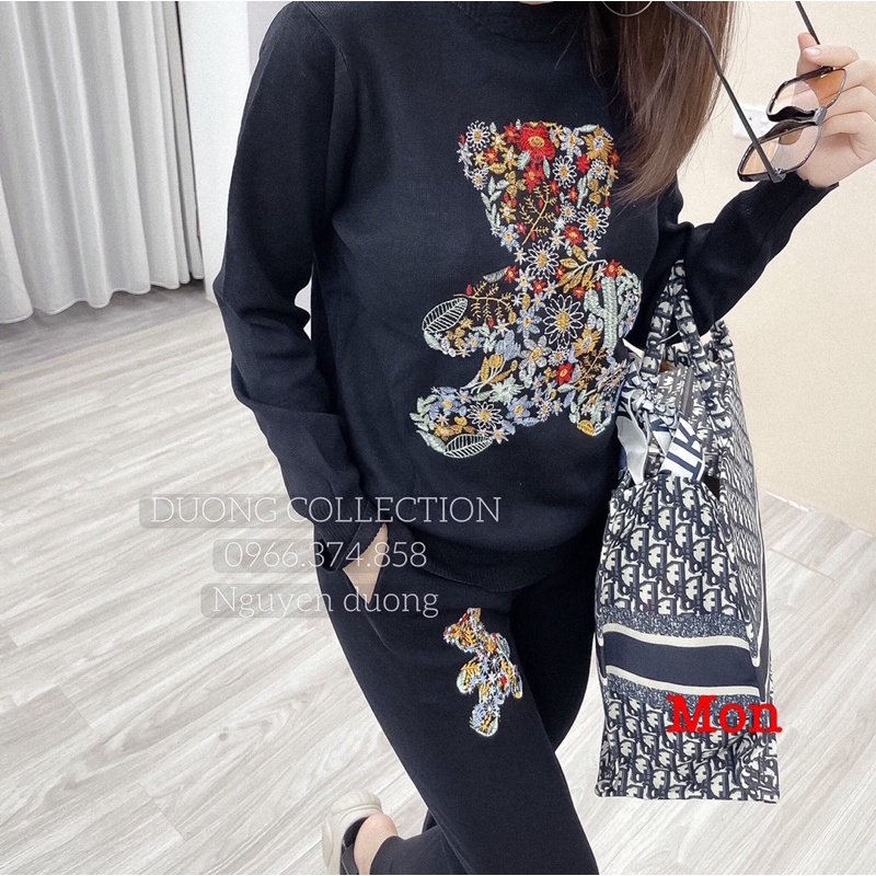 Bộ thể thao gấu hoa Set bộ thêu gấu màu siêu đẹp