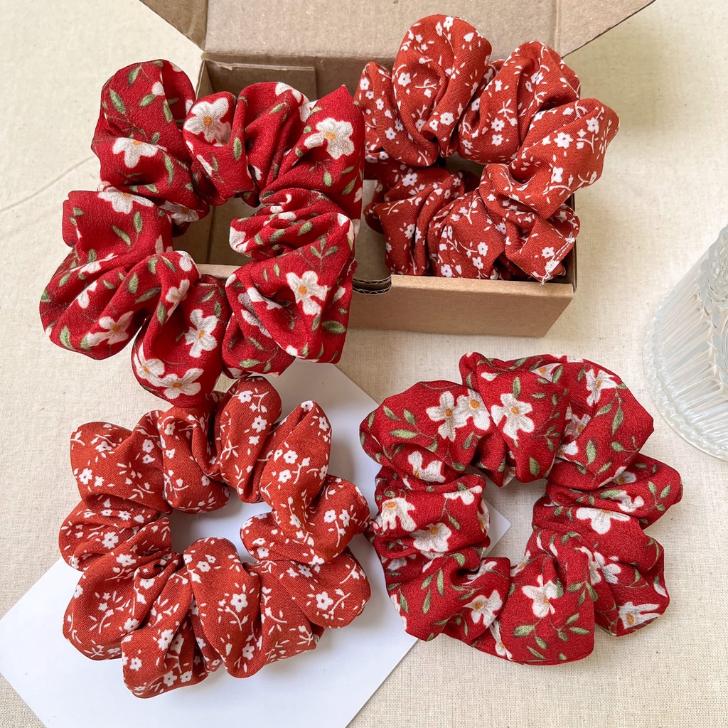 Dây Cột Tóc Vải Scrunchies Màu Pastel Xinh Xắn