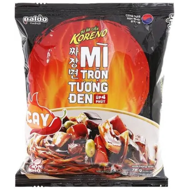 Mì trộn tương đen Koreno sợi mì ăn liền gói 78gr 2 vị