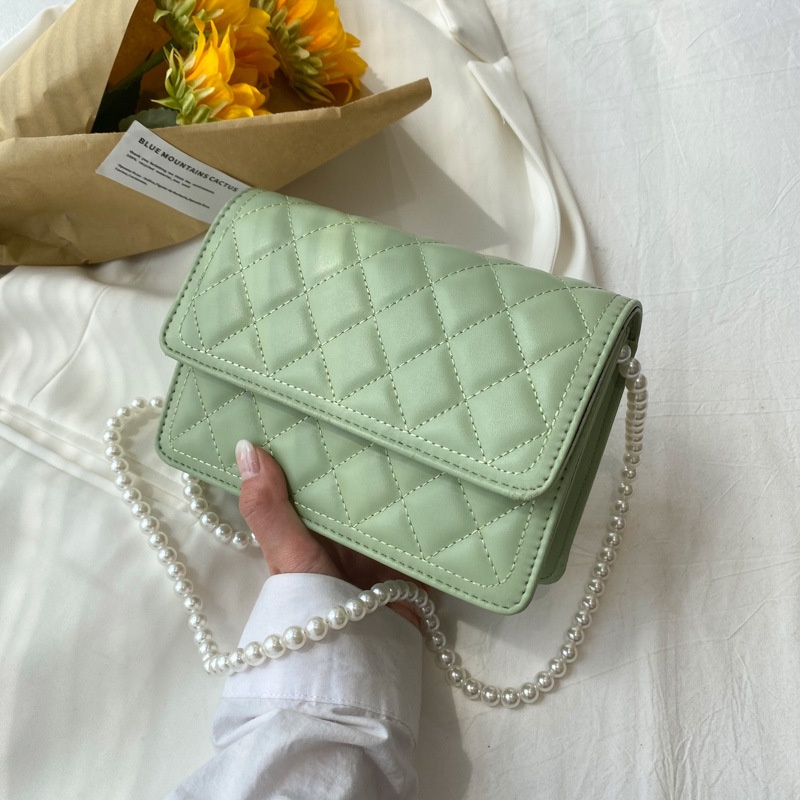 Túi Đeo Vai/Xách Tay Đính Ngọc Trai Nhỏ Xinh Phối Dây Xích Đeo Vai Thời Trang Mùa Hè Năm 2021 FF4012