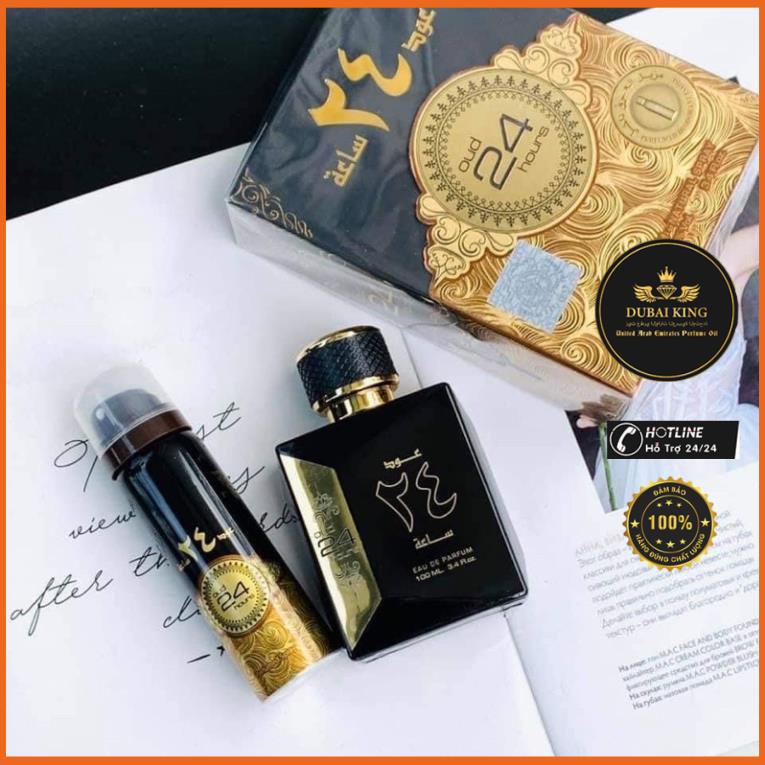 NƯỚC HOA DUBAI OUD 24 HOUR UNISEX nam nữ xài được-Tone nam Ngọt nhẹ-Gỗ