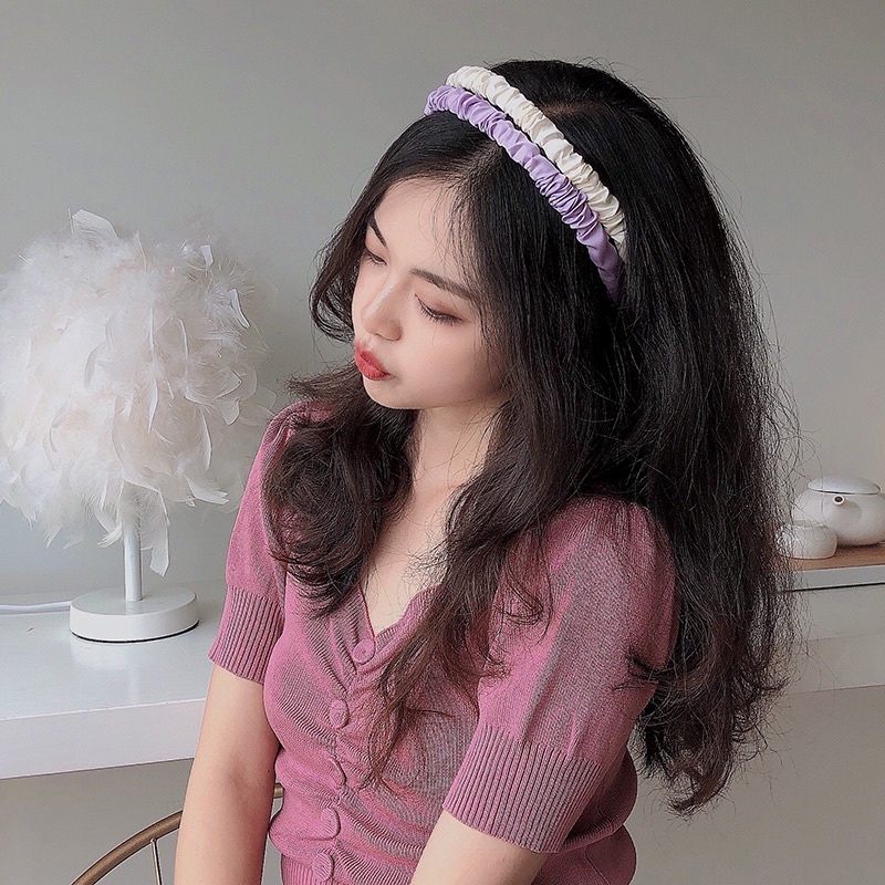 Băng đô cài tóc vải nhún phong cách Hàn Quốc thời trang cho nữ