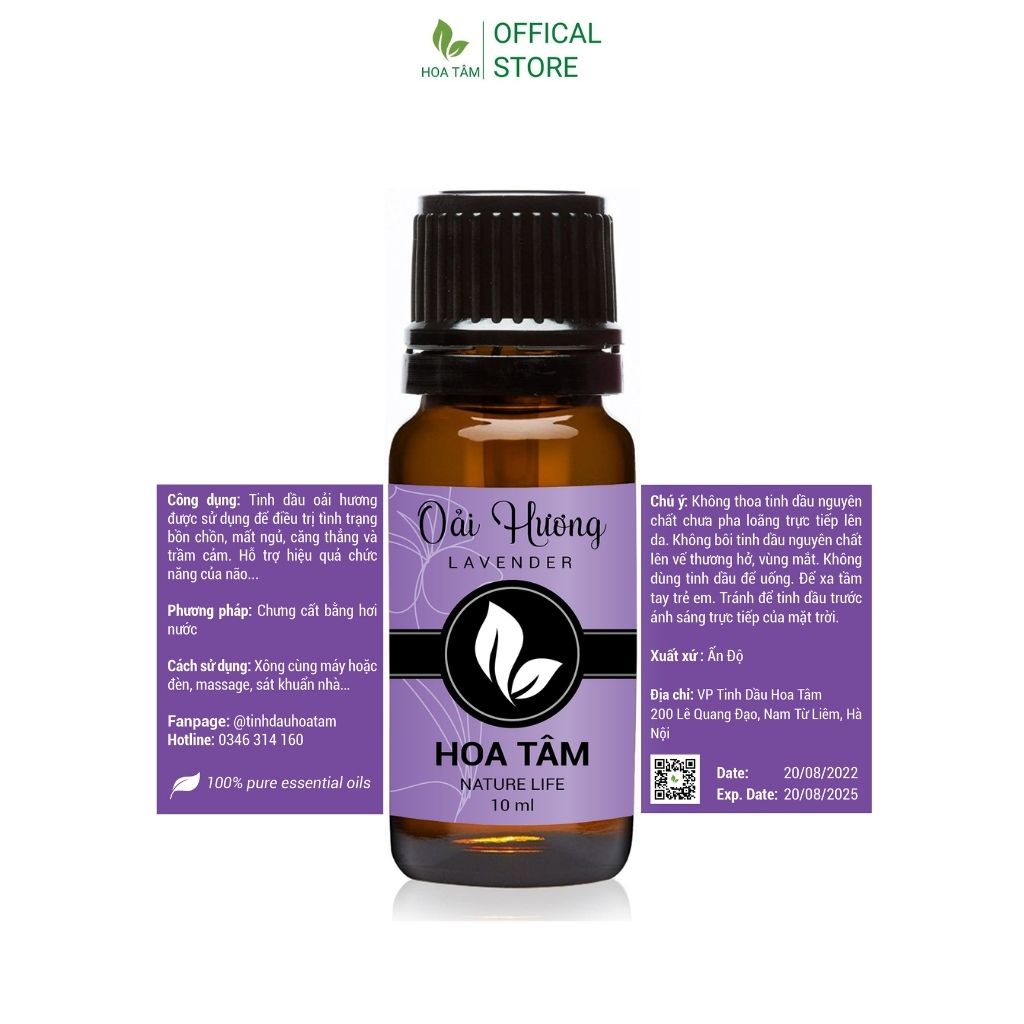 Tinh dầu oải hương Lavender nguyên chất chiết xuất từ thiên nhiên | Chứng nhận COA | Tinh dầu Hoa Tâm