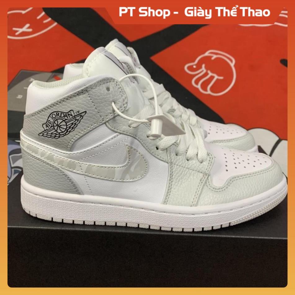 Giày Jordan cổ cao camo xám trắng , Giầy Sneaker  jd1 high cao cấp hót trend giới trẻ
