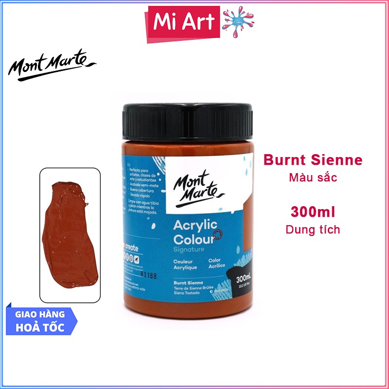 Màu Acrylic Mont Marte 300ml - Burnt Sienna - Acrylic Colour Paint Signature 300ml (10.1oz) - MSCH3014