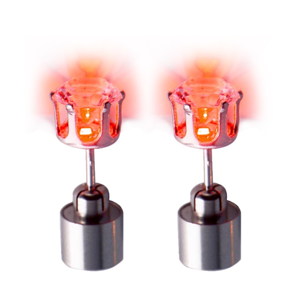 Light Up Led Stainless Steel Earrings Studs Dance for Xmas