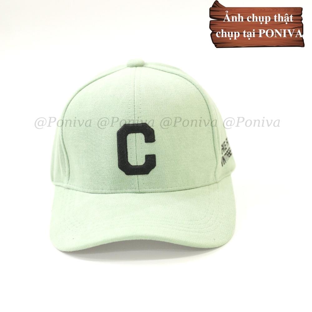 Mũ lưỡi trai ❤️ Nón kết thêu chữ C chất nhung mịn form unisex C007 phong cách Ulzzang Thời trang PONIVA siêu hot