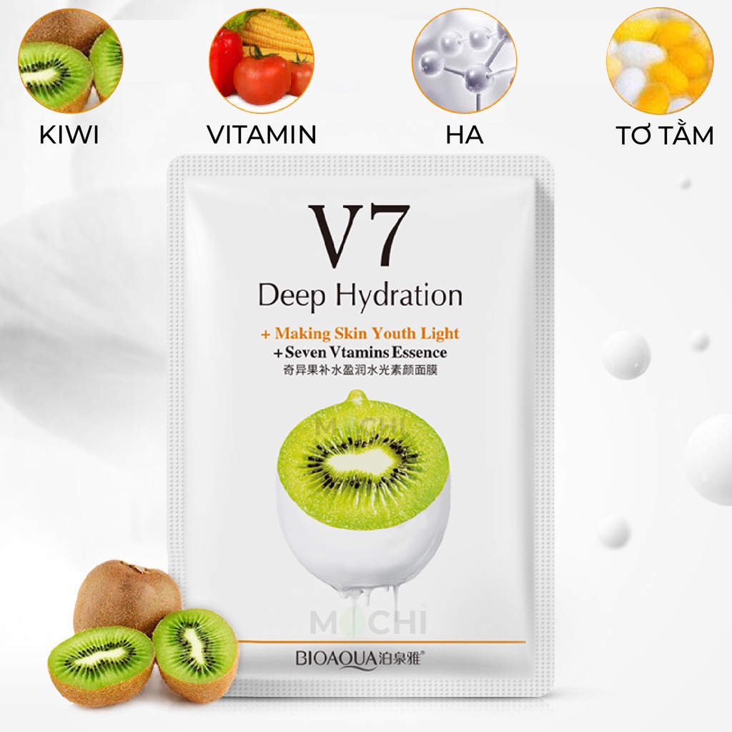 Mặt Nạ Giấy Dưỡng Trắng Da Giảm Mụn Cấp Ẩm V7 Toning Youth Mask Trái Cây Vitamin Bioaqua Nội Địa Trung MOCHI SHOP