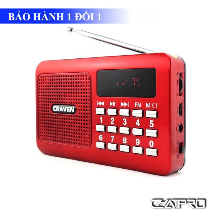 Miễn Phí Vận Chuyển  Radio mini nghe đài, nghe nhạc thẻ nhớ, USB Craven CR-16 Gía Rẻ Miền Bắc