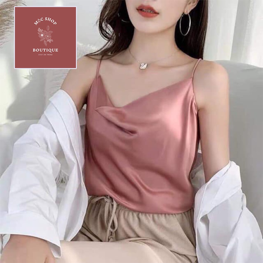 Áo 2 dây Lụa Satin Kết Hợp Mặc Trong Vest - Áo Hai Dây Cổ Đổ Cao Cấp 2021