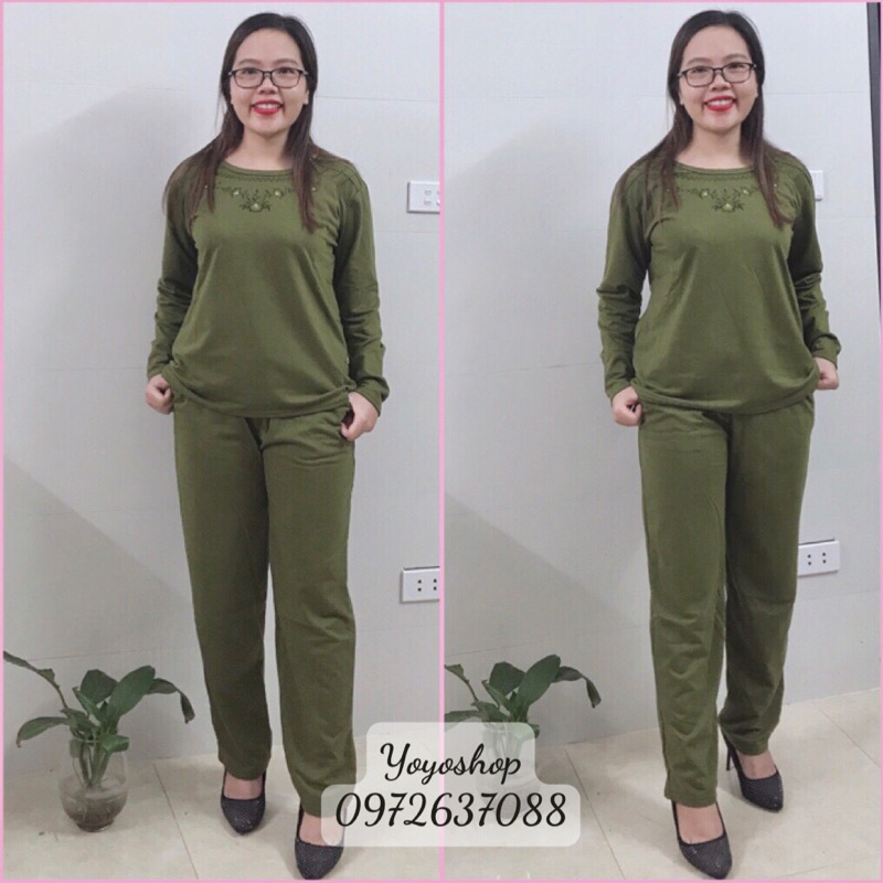 Bộ Nỉ Da Cá Trung niên Thu Đông, Bộ Mặc Nhà Thu Đông Cho Mẹ