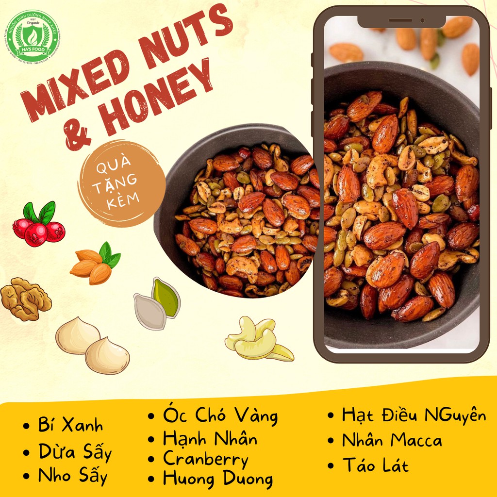 Hạt dinh dưỡng giảm cân 8 loại hạt hafood, hạt mix nuts ngũ cốc cho bà bầu