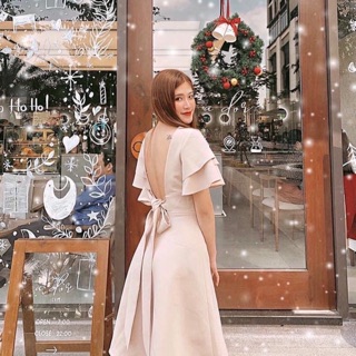 Đầm tay bèo xẻ lưng 2 màu (kèm hình thật)