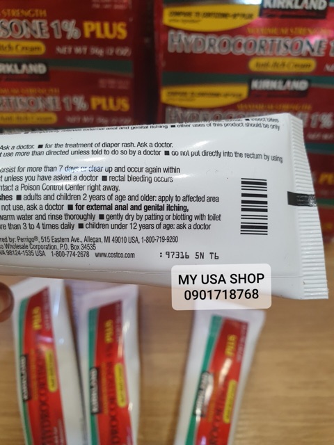 Kem bôi ngứa ❤Kem bôi dị ứng &amp; ngứa Kirkland Hydrocortisone 1% Plus