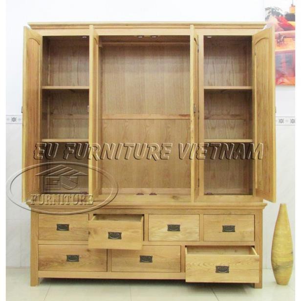tủ áo 4 buồng gỗ sồi Mỹ sơn trắng 1m8 | BigBuy360 - bigbuy360.vn