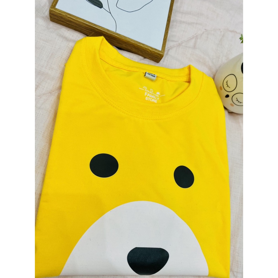 Áo thun gia đình 3/4/5 người gấu vàng dễ thương, vải mát, chất đẹp, cam kết giá rẻ. Family store