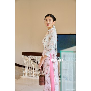 Áo dài Cách tân hoa trắng AD01502
