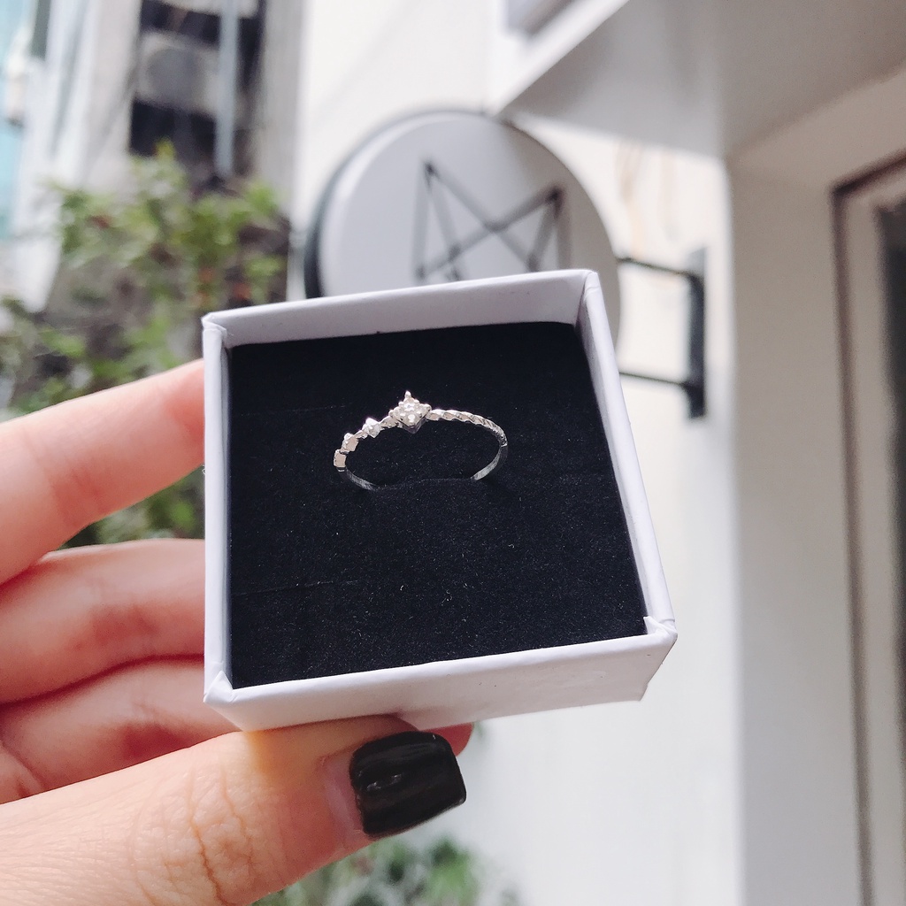 Nhẫn Bạc Ta S925 Cao Cấp CaoBac Silver Hoạ Tiết Kim Cương Nhân Tạo Mini Phong Cách Cá Tính Dành Tặng Riêng Cho Bạn Gái