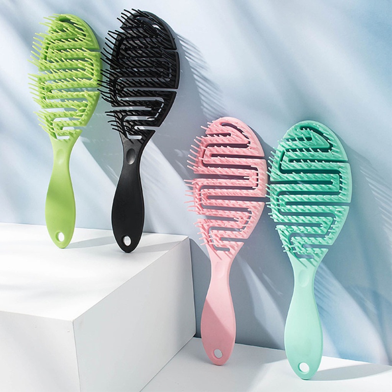 [probubbleVN]Wet Brush DryCurved Comb Massage Comb Fluffy Shape Ribs Curling Comb On Wet Hair