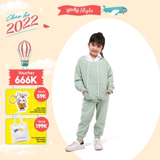 Bộ Hoodie cho bé gái phối mũ tai gấu trắng - Set quần áo YODY STYLE BDK4136