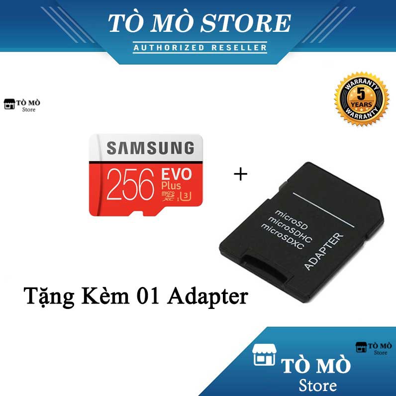 Thẻ nhớ MicroSD Samsung Evo Plus 256GB + Adapter - Bảo hành 5 năm | BigBuy360 - bigbuy360.vn