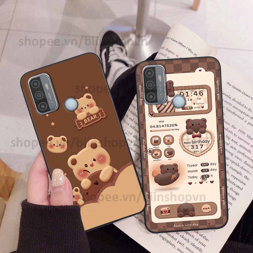 Ốp Oppo A53 in hình gấu chocolate kẹo ngọt siêu đẹp siêu xinh