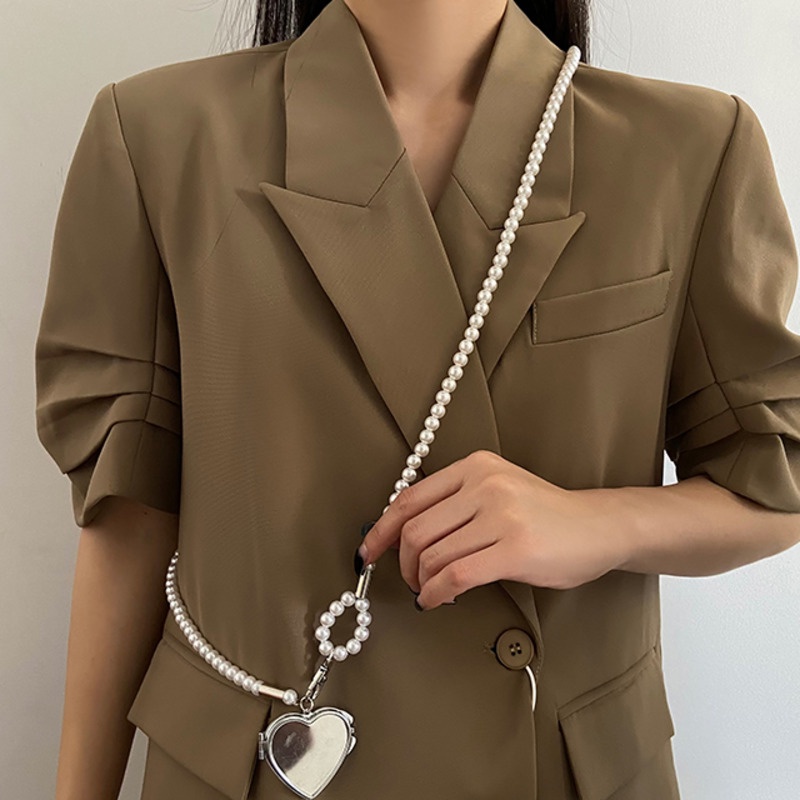Chuỗi dây ngọc trai giả mặt hình trái tim đeo chéo phong cách hàn quốc 19A1248