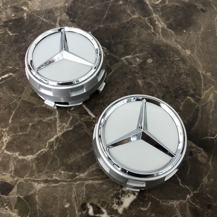 Logo chụp mâm, ốp lazang bánh xe ô tô Mercedes TY-886 - Kích thước: Đường kính ngoài 75MM