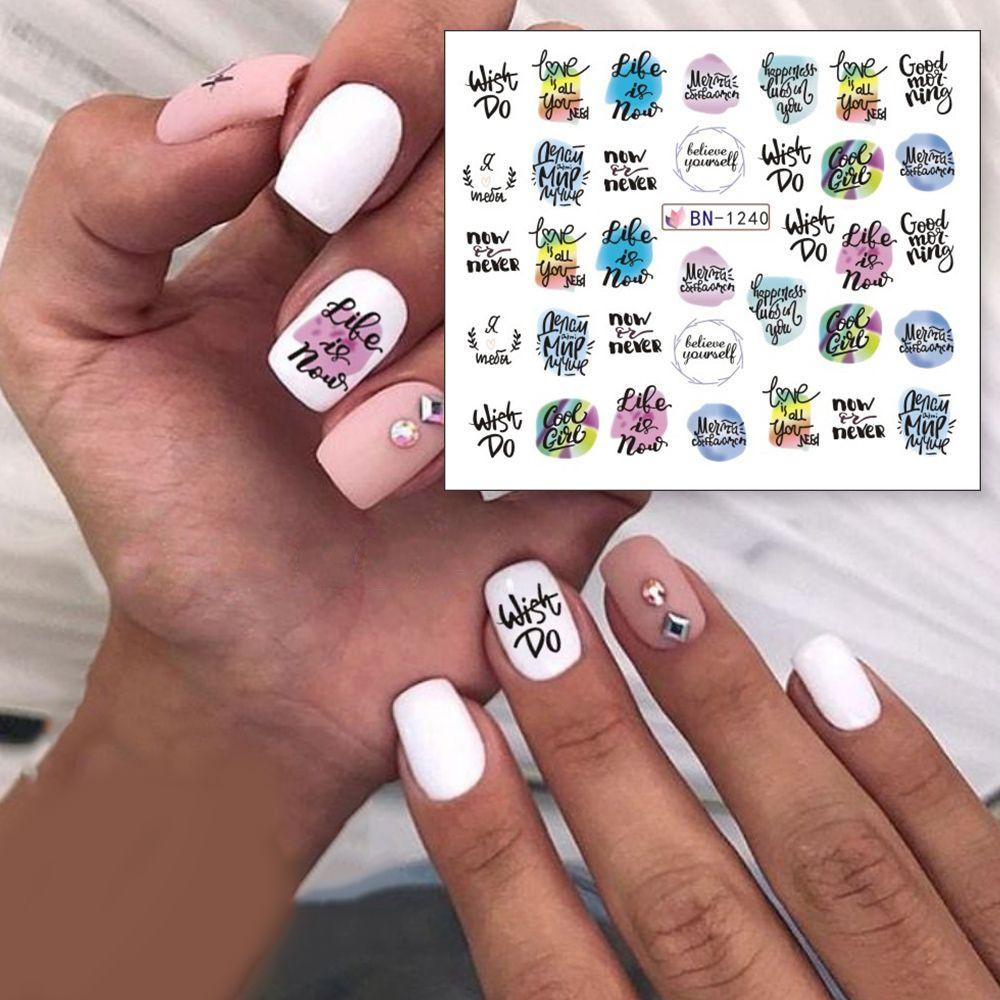 Miếng Dán Trang Trí Móng Tay Màu Đen Họa Tiết Chữ Girl Độc Đáo DIY