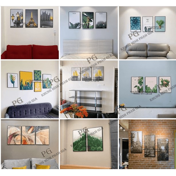 Bộ 3 tranh Canvas treo tường phong cách Bắc Âu nghệ thuật trang trí phòng làm việc, phòng ngủ