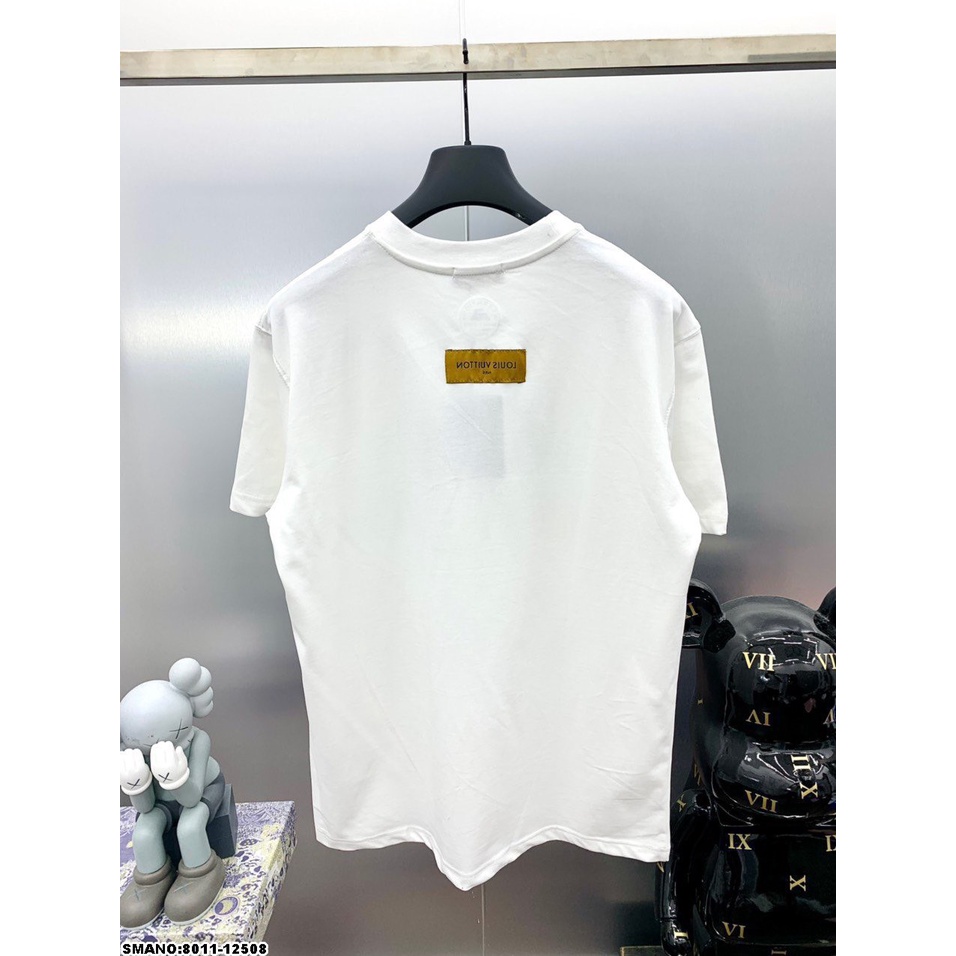 Áo phông nam lv chữ dập xanh trắng, áo thun nam nữ ngắn tay chất thoáng mát cao cấp  form chuẩn mẫu hot  mã lv25565