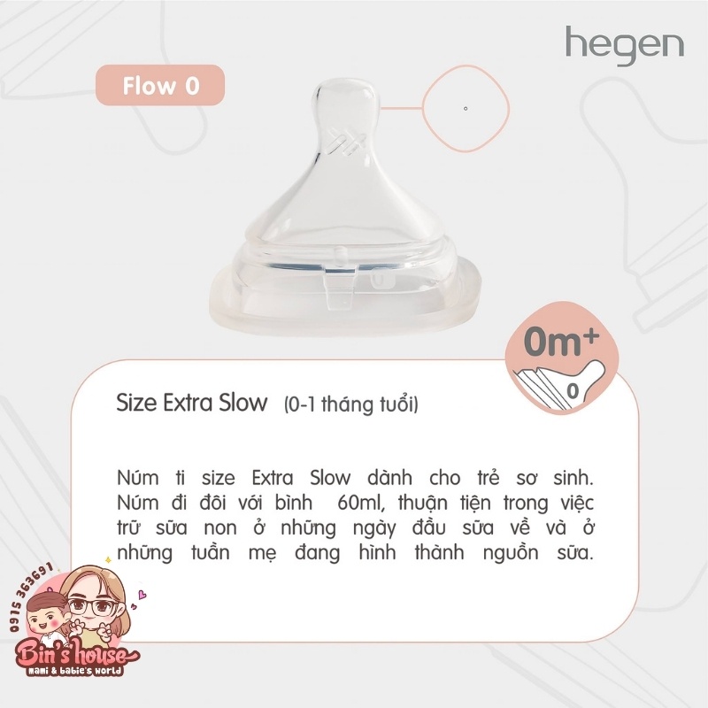 Chính hãng Núm Ti Thay Thế Bình Sữa Hegen 0m+, 3m+ , 6m+ Và Y Cắt 6m+