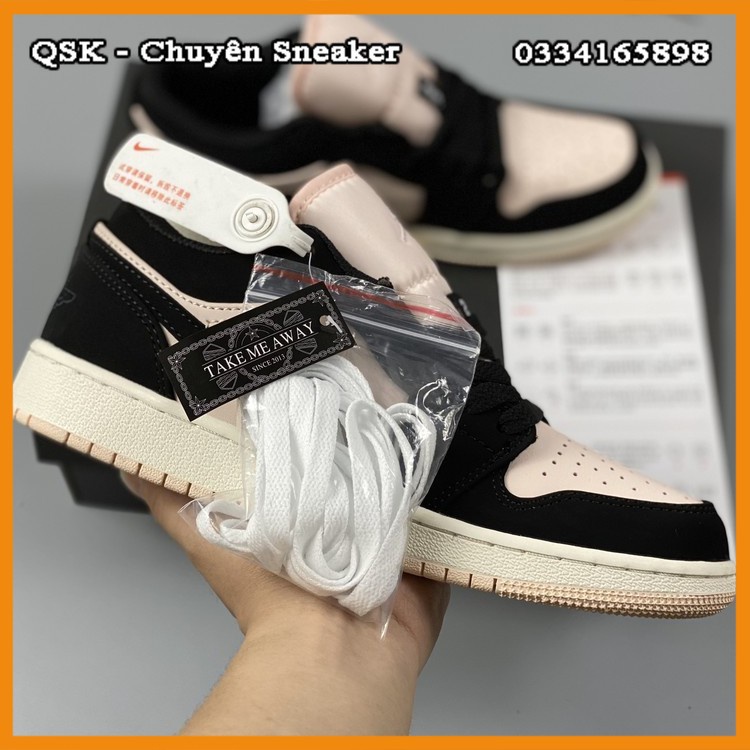 Giày sneaker Jordan 1 Nữ Cổ Thấp Đen Hồng Low Black Guava Ice (W) Da Nhăn Full box Tặng dây + box bảo vệ