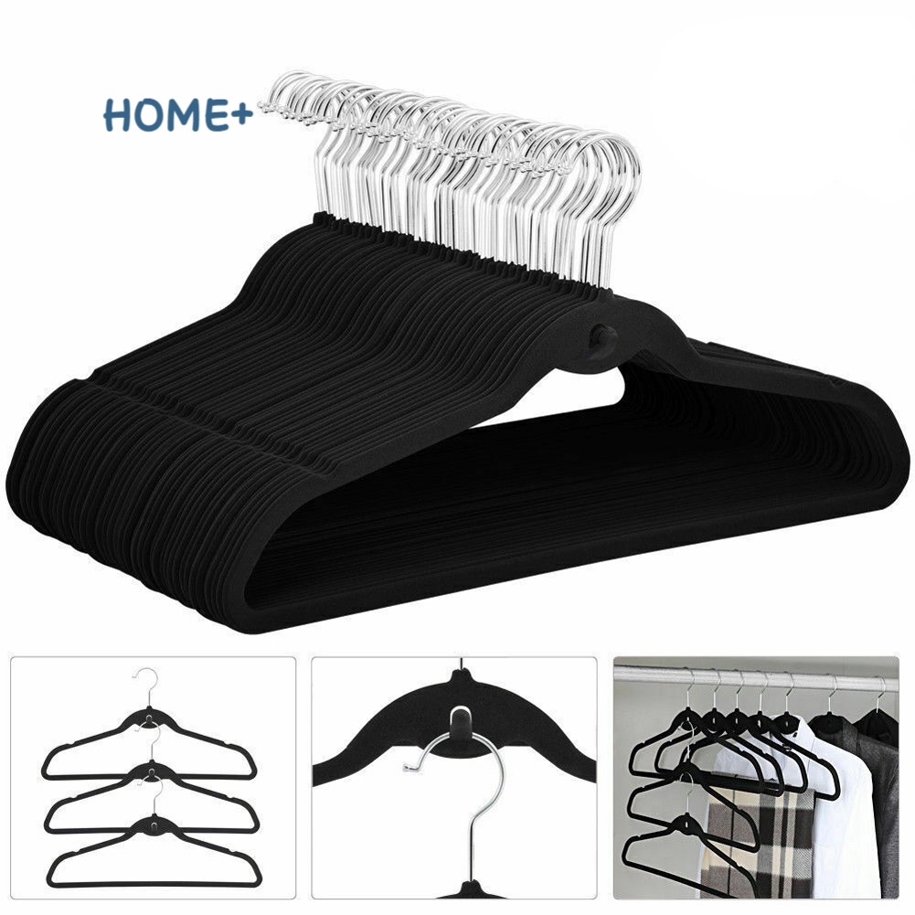 Set 10 / 20 Móc Treo Quần Áo Bằng Nhung Chống Trượt Đa Năng Tiện Dụng Cho Gia Đình