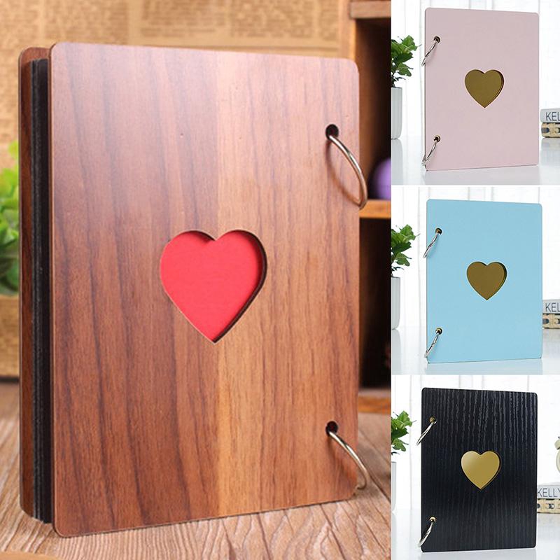 Album Ảnh 6 Inch Bằng Gỗ Họa Tiết Trái Tim Vintage Kỷ Niệm Cho Bé