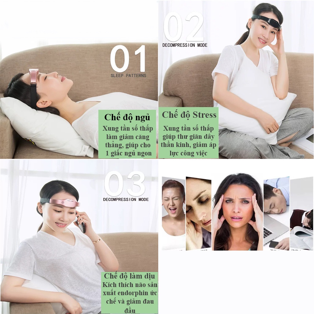 Máy Massage Đầu Thông Minh Hỗ Trợ Giấc Ngủ, Giảm  Đau Đầu, Stress