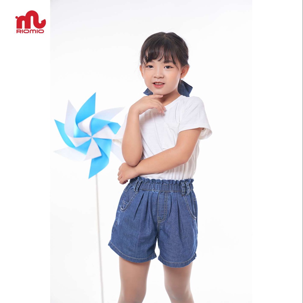 Quần jean short cho bé gái 3-11 tuổi (15-40kg) RIOMIO sooc bò 100% cotton sợi coolmax thoáng mát - RO210