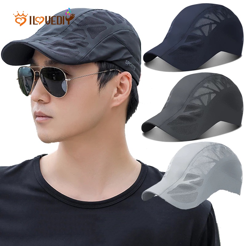 Mũ Lưỡi Trai Unisex Phối Lưới Thoáng Khí Nhanh Khô Thời Trang Mùa Hè