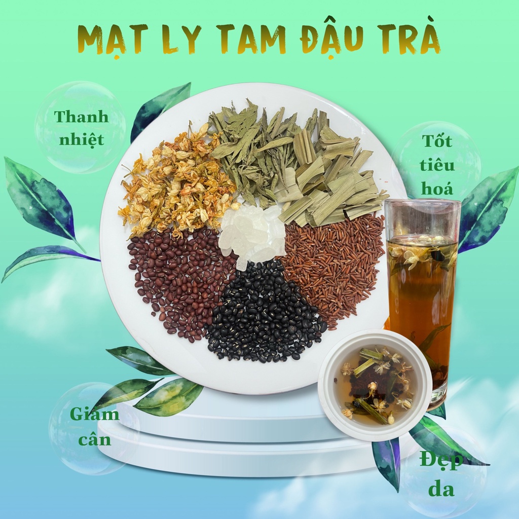 ( có đường 0calo) Trà thảo mộc hoa hạt và hoa nhài mạt ly tam đậu trà