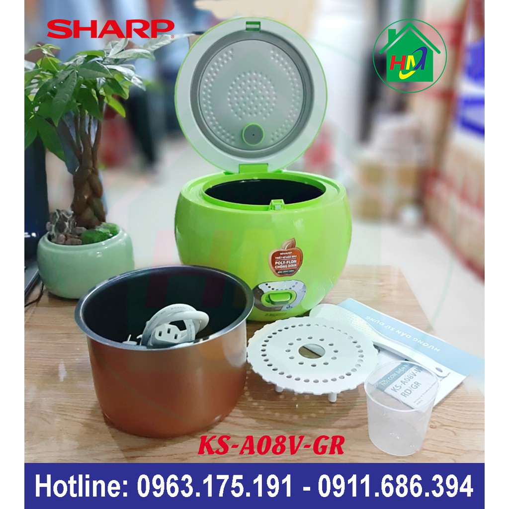 [Mã ELMS5 giảm 7% đơn 300K] Nồi Cơm Quả Táo 0.72L Sharp KS-A08V | BigBuy360 - bigbuy360.vn