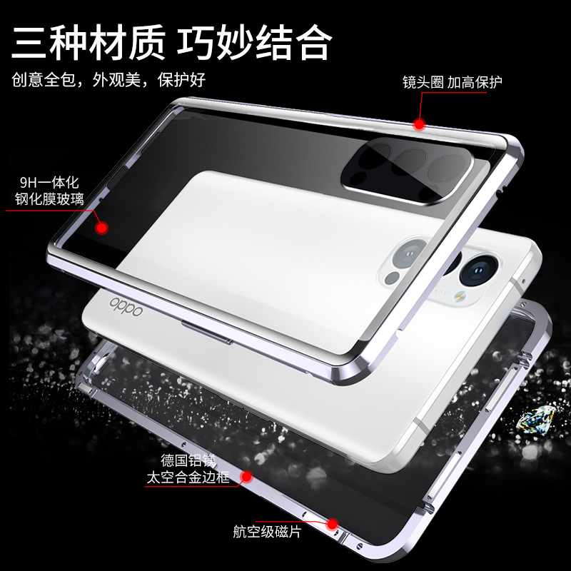 Ốp Điện Thoại Hai Mặt Kính Viền Từ Tính Bảo Vệ Camera Cho Oppo | BigBuy360 - bigbuy360.vn