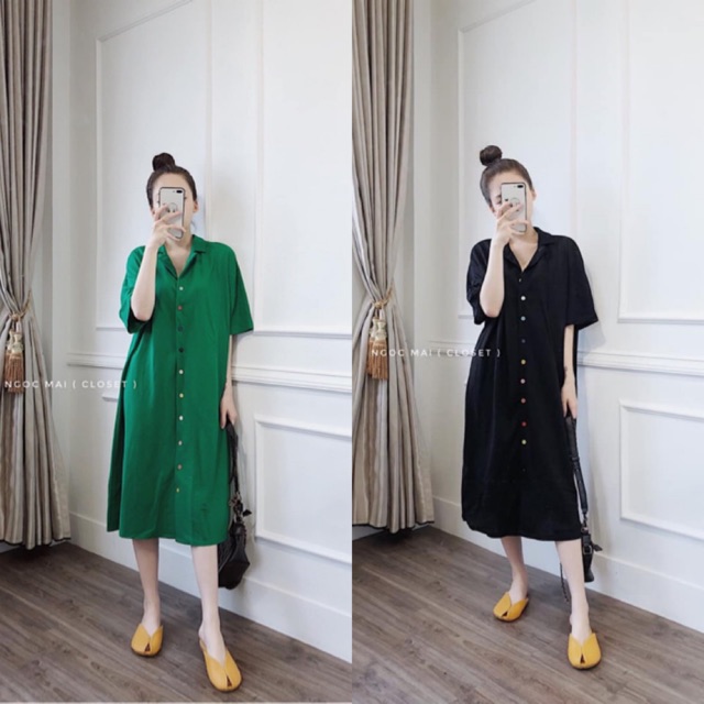 Váy suông cúc nhiều màu