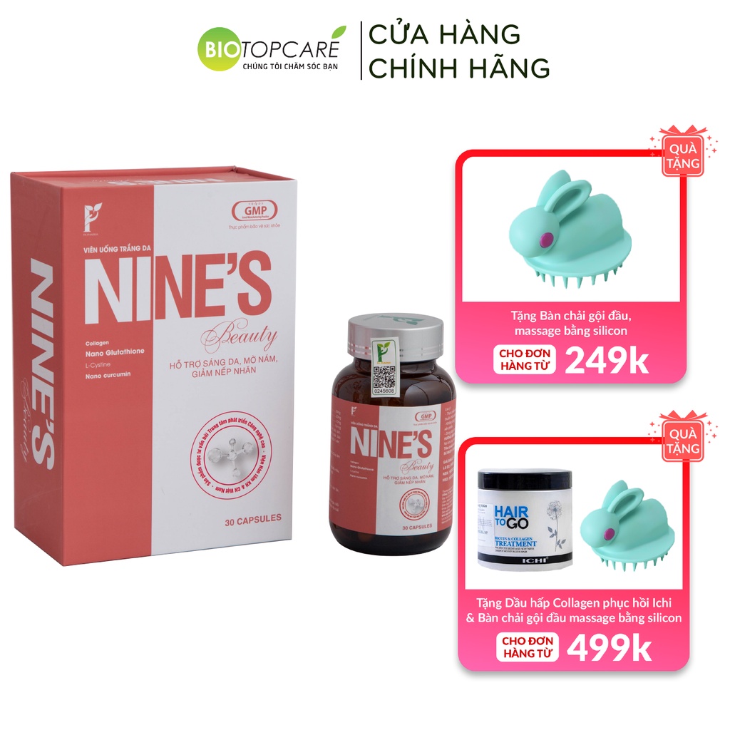 Viên Uống Trắng Da NiNe's Beauty Mờ Nám, Giảm Nếp Nhăn Phan An Green 1 hộp 30 viên - TN054